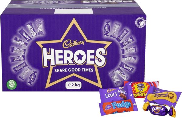Cadbury Heroes Chocolate Bulk Sharing Box 2kg Milk Chocolates Individually Wrapped (Pack of 2) - Image 3