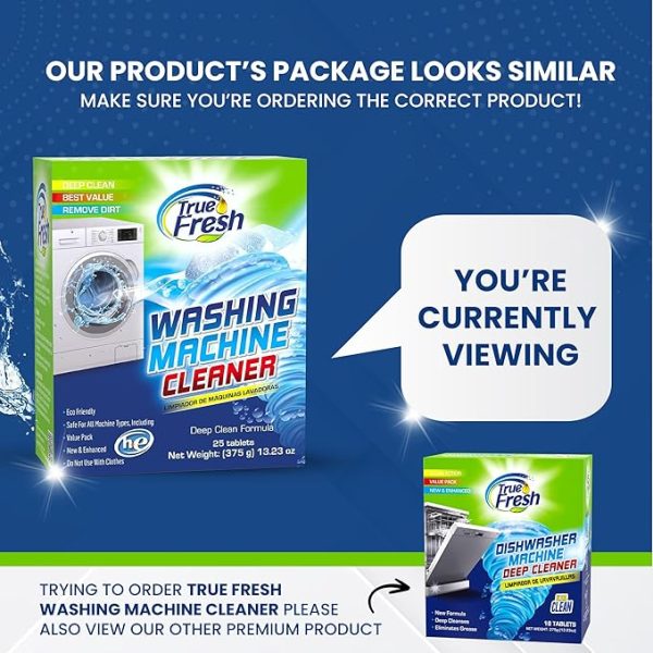 True Fresh Washing Machine Cleaner Tablets 25-Pack - Deep Cleaning Washer Cleaner Tablets for Top Loader, Front Load & HE - Cleans Drum, Tub seal & other Parts Descaler & septic safe - Image 5