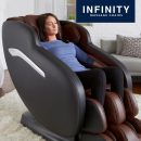 Infinity Aura Full Body Zero Gravity Massage Chair Air Compression, Space Saving Technology, Lumbar Heat, and Decompression Stretch Black with Brown