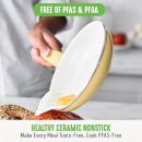 GreenLife Soft Grip Healthy Ceramic Non-Stick 16-Piece Kitchen Cookware Set PFAS-Free Kitchenware with Lid Dishwasher Safe Yellow