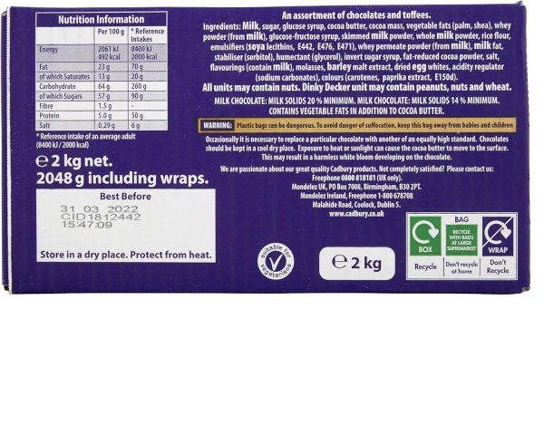 Cadbury Heroes Chocolate Bulk Sharing Box 2kg Milk Chocolates Individually Wrapped (Pack of 2) - Image 8