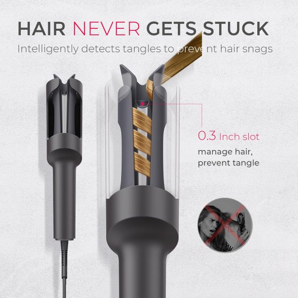 TYMO CURLPRO Automatic Rotating Curling Iron - Beach Waves Curling Wand, Portable Hair Curler, 500 Million Ionic, Dual Voltage & Lightweight for Travel, Ceramic Coating, Pink 1 inch - Image 6