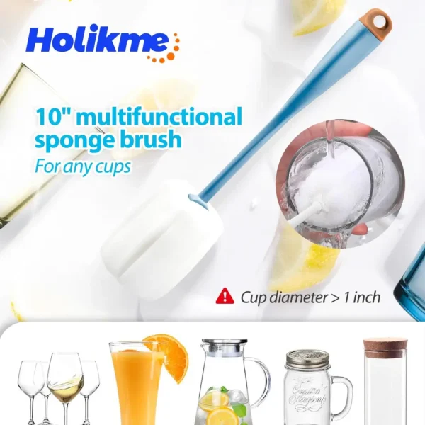 Holikme 8 Pack Bottle Brush Cleaning Set, Long Handle Bottle Cleaner for Washing Narrow Neck Beer Bottles Wine Decanter Narrow Cup Pipes Sinks Cup Cover, White - Image 9