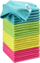 Cloth,12 Pack Cleaning Rag,Cleaning Towels with 4 Color Assorted,11.5"X11.5"(Green/Blue/Yellow/Pink)