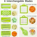 16 in 1 Vegetable Chopper - Multifunctional Manual Food Slicer Dicer, Kitchen Cutter with Container, Mandoline for Onion, Carrot, Garlic - Uncharged Plastic Kitchen Gadget Set with Drain Basket