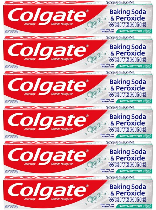 Colgate Baking Soda and Peroxide Whitening Toothpaste, Frosty Mint, 6 Ounce Tube, 6 Pack - Image 4