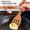 Wooden Spatula for Cooking, Kitchen Spatula Set of 4, Natural Teak Kitchen Utensils Including Paddle, Turner, Slotted Spurtle and Wood Scraper - Nonstick cookware
