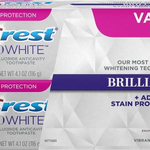 Crest 3D Brilliance Vibrant Teeth Whitening Toothpaste, Peppermint, 2 Count