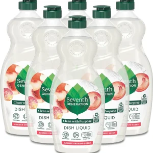 Seventh Generation Dish Soap Liquid, Fragrance Free, 19 oz, Pack of 6