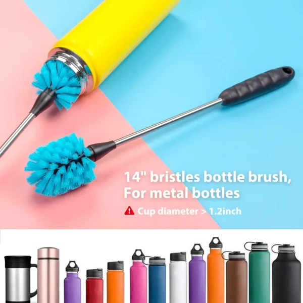Holikme 8 Pack Bottle Brush Cleaning Set, Long Handle Bottle Cleaner for Washing Narrow Neck Beer Bottles Wine Decanter Narrow Cup Pipes Sinks Cup Cover, White - Image 11