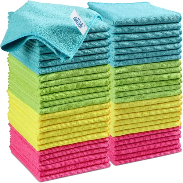 Cloth,12 Pack Cleaning Rag,Cleaning Towels with 4 Color Assorted,11.5"X11.5"(Green/Blue/Yellow/Pink) - Image 4