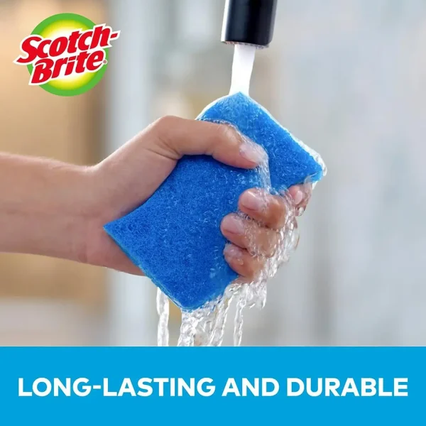 Scotch-Brite Zero Scratch Non-Scratch Scrub Sponges, Sponges for Cleaning Kitchen, Bathroom, and Household, Non-Scratch Sponges Safe for Non-Stick Cookware, 6 Scrubbing Sponges - Image 3