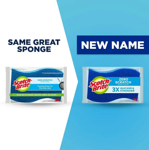 Scotch-Brite Zero Scratch Non-Scratch Scrub Sponges, Sponges for Cleaning Kitchen, Bathroom, and Household, Non-Scratch Sponges Safe for Non-Stick Cookware, 6 Scrubbing Sponges - Image 2
