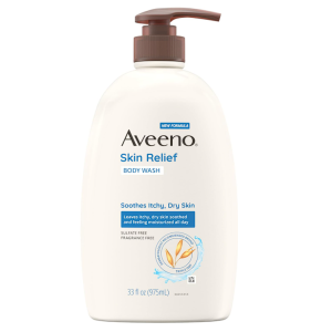 Aveeno Skin Relief Fragrance-Free Body Wash with Triple Oat Formula Soothes Itchy, Dry Skin, Formulated for Sensitive Skin, Fragrance-, Paraben-, Dye- & Soap-Free, 33 fl. oz