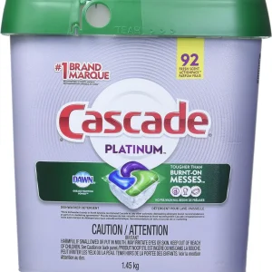 Cascade Platinum Dishwasher Pods, Dishwasher Detergent, Dishwasher Pod, Dishwasher Soap Pod, Actionpacs Dish Washing Pod, Lemon, 92 Count Dishwasher Detergent Pods