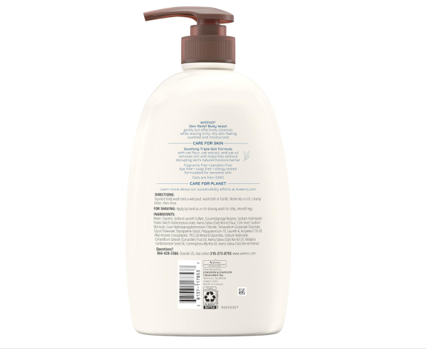 Aveeno Skin Relief Fragrance-Free Body Wash with Triple Oat Formula Soothes Itchy, Dry Skin, Formulated for Sensitive Skin, Fragrance-, Paraben-, Dye- & Soap-Free, 33 fl. oz - Image 7
