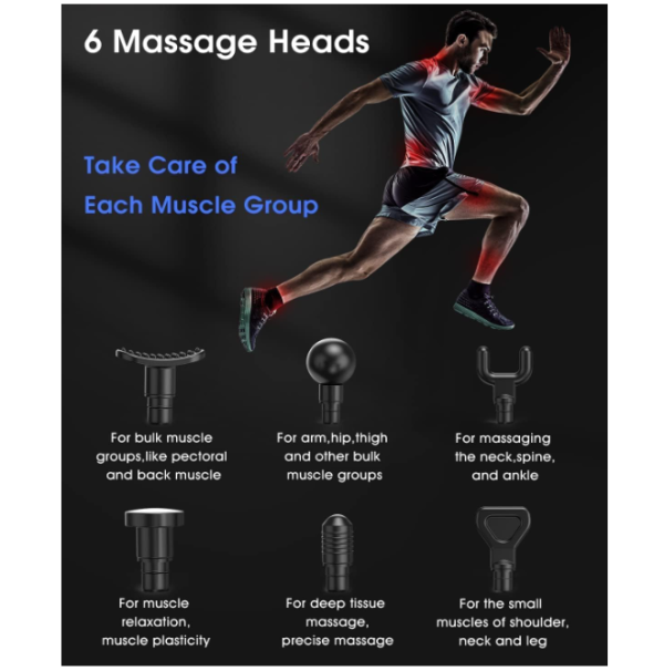 Massage Gun Deep Tissue, Handheld Muscle Massager with 6 Massager Heads, AERLANG Percussion Muscle Massage Gun, 20 Speeds Portable Handheld Electric Muscle Massager Body Massagers Gifts for Men Women - Image 6