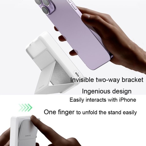 ROMOSS WMC10 PD20W 10000mAh Magnetic Wireless Power Bank Bring Smedie Mobile Power (White) - Image 9
