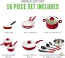Greenlife 14-Piece Nonstick Ceramic Cookware Set with Soft Grips 16-Piece Red