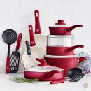 Greenlife 14-Piece Nonstick Ceramic Cookware Set with Soft Grips 16-Piece Red