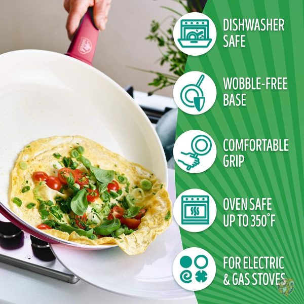 Greenlife 14-Piece Nonstick Ceramic Cookware Set with Soft Grips 16-Piece Red - Image 5