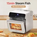 TJean 1550W Multifunctional Smart Household Visual Steam Oven Air Fryer Oven Toaster Steamed Rice&Fish Appointment Timing Heating