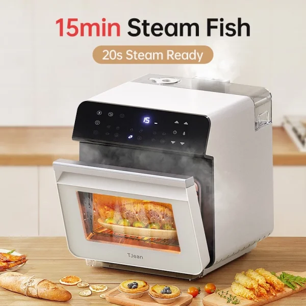 TJean 1550W Multifunctional Smart Household Visual Steam Oven Air Fryer Oven Toaster Steamed Rice&Fish Appointment Timing Heating - Image 2