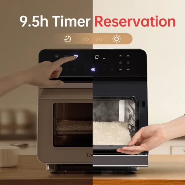 TJean 1550W Multifunctional Smart Household Visual Steam Oven Air Fryer Oven Toaster Steamed Rice&Fish Appointment Timing Heating - Image 9