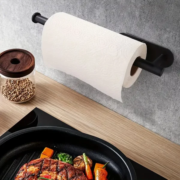 1pc Paper Towel Holder, Creative Punching-free Paper Towel Rack, Household Wall-mounted Paper Storage Organizer, For Kitchen And Bathroom, For Roll Paper, Plastic Film And Towel, Kitchen Organizers And Storage, Kitchen Accessories - Image 3