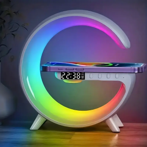 Multi-Function Vibrant Wake-Up Table Lamp | Night Lights with Speaker, Sunrise Alarm, RGB Rhythm Light, Fast Charging, and Color-Changing Ambiance - Perfect Gift for Christmas, Halloween, and Bedrooms