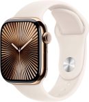 Apple Watch Series 10 [GPS + Cellular, 46mm] - Gold Titanium Case with Starlight Sport Band, M/L(Limit 1 item per order)