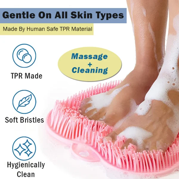 Antislip Rubber Foot & Back Scrubber Shower Mat Non-slip Wash Foot Pad Massage Shower Mat Bath Massage Foot Brush Pad - Image 3