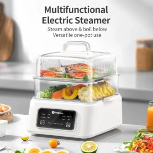 Simplus 11L Electric Steamer Multi-Function Household 2-Layers 1200W Fast Heating Hot Pot 3 Level Firepower 24H Delay Timer 10s Quickly Heat Up