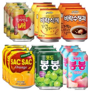 Korean Juice and Dessert Drink (Bonbon,Crushed PearShikhye,Sacsac,Soojeonggwa) 6 flavors assorted pack of 18 cans한국 음료수 6종 238ml